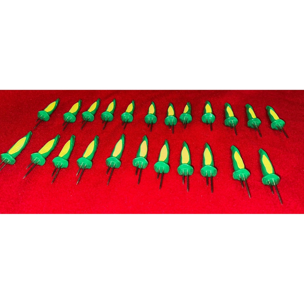 Vintage Corn Cob Picks Skewers 24 Count Green Yellow Appetizer Holders Rustic - Picture 1 of 5